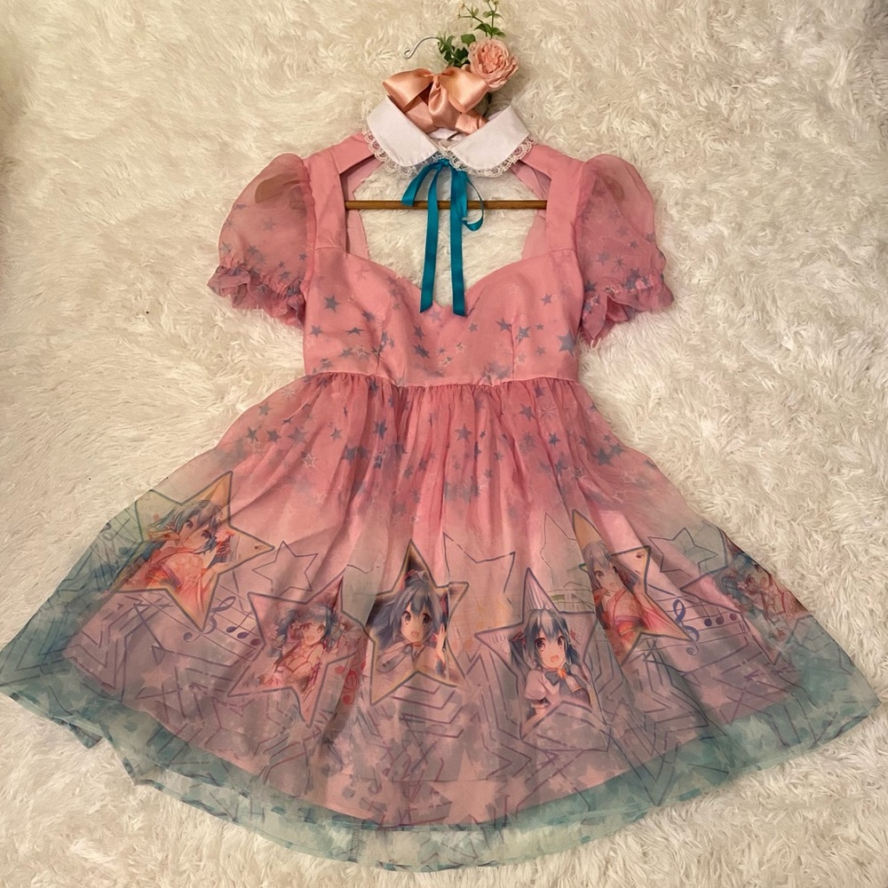 SOLD + Dolls Kill x Hatsune Miku |  Sound Wave Sweetie Babydoll Dress size S.
